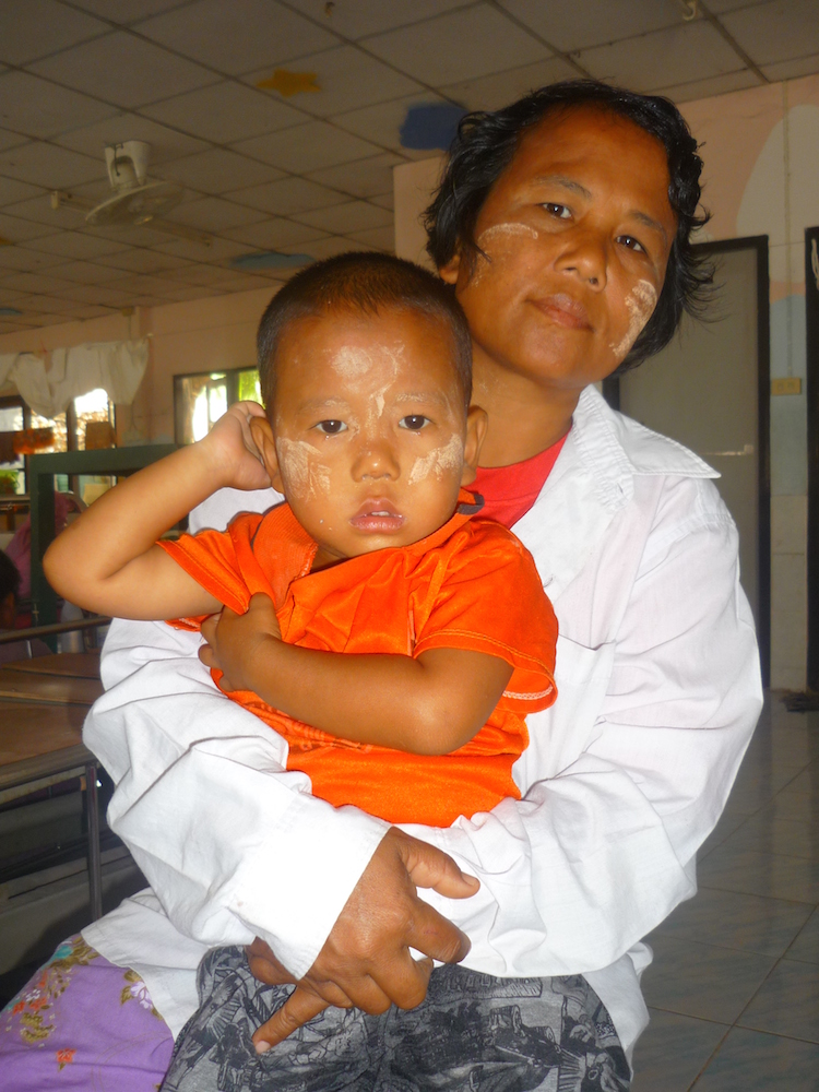 3 Year old Phyo Wai Yan Sone with his mother Daw Aye Maw. Phyo Wai was treated for kidney and bladder stones